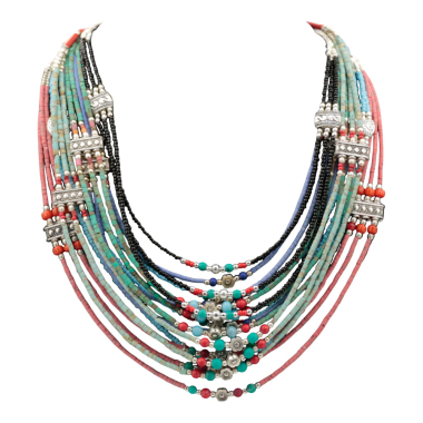 Kralen ketting Afghanistan 42 cm, assorti