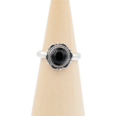 Ring zilver Mt. 8/57 Zwarte Onyx MQS16