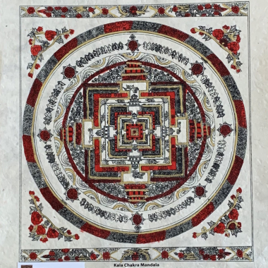 Kalachakra Print zwart/rood/wit op handgeschept papier