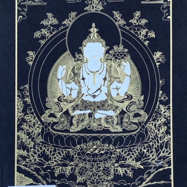 Avalokiteshvara/Chenrezig/Quan Yin print op handgeschept papier