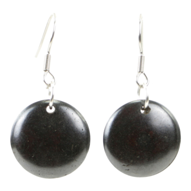 Oorhanger yakbeen en metaal, zwart, ?1,6cm