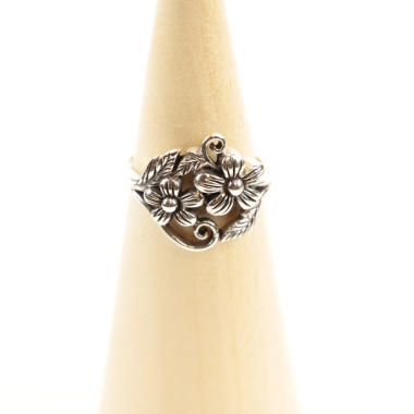 Ring zilver Mt. 6/52 2 bloemen SP3300