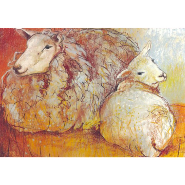 Postkarte Schaf und Lamm (L. Botman)