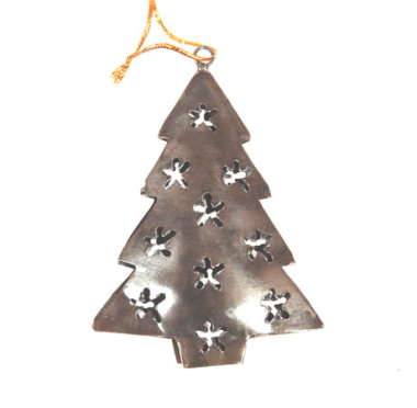 Ornament metal christmas tree zilver