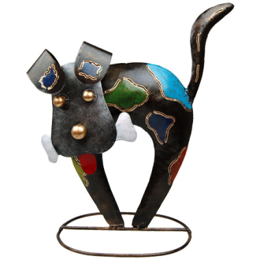 Beeld metaal hond bot meerkleurig
