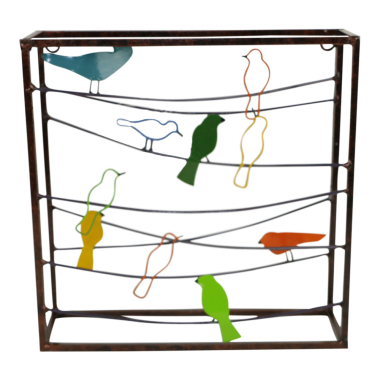Wanddecoratie metaal vogels vierkant frame
