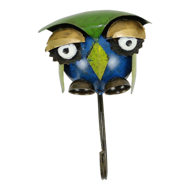 Coat rack metal owl blue/green
