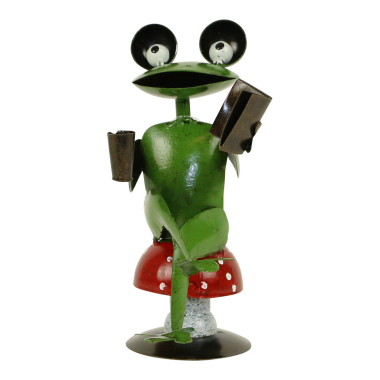 Metallfrosch mit Buch