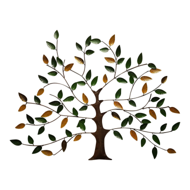 Wanddecoratie metaal levensboom groen/goud
