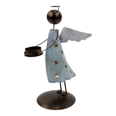 Statue metal angel looking left