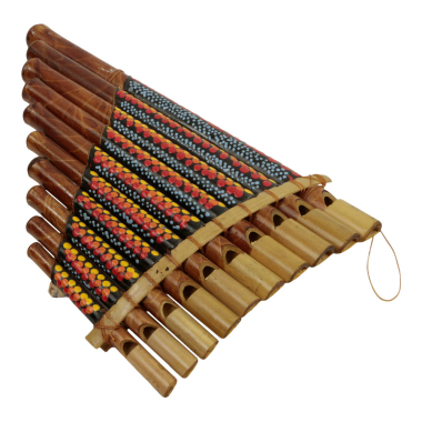 Panfluit bamboe stippen rood/geel/blauw