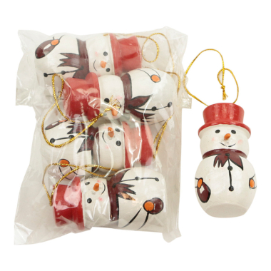 Ornament wood christmas snowman red set5