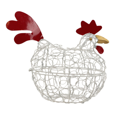 Egg basket mesh metal chicken white