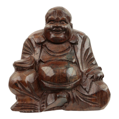 Statue wood buddha happy M