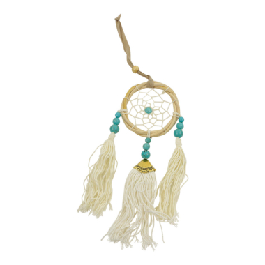Traumfänger aus Rattan mit türkisfarbenen Steinen