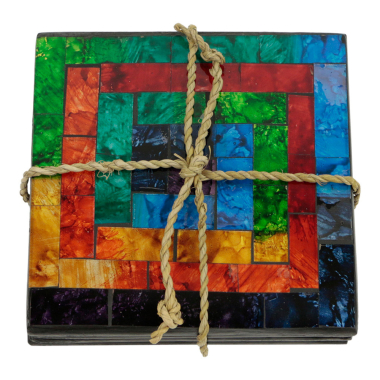 Onderzetter mozaiek regenboog set4