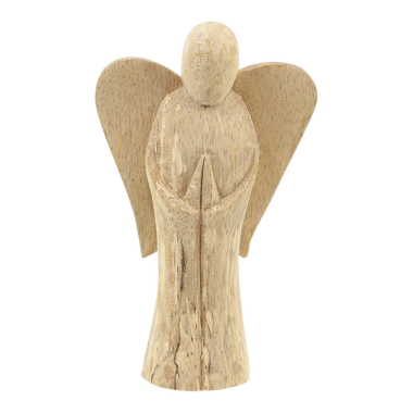 Statue wood angel natural M