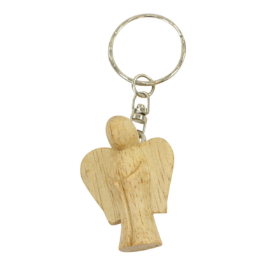 Keychain wood guardian angel naturel