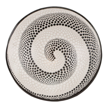 Bowl terracotta dots/spiral black/white S