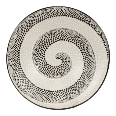 Bowl terracotta dots/spiral black/white XL