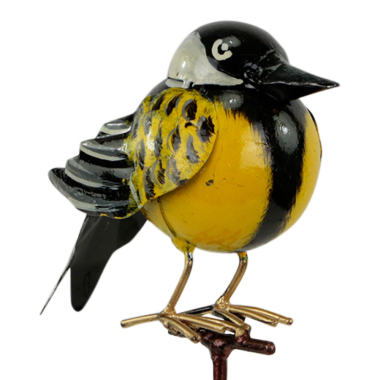 Gardenstick metal bird yellow