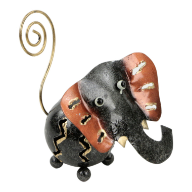 Kaartenhouder metaal olifant zwart/oranje