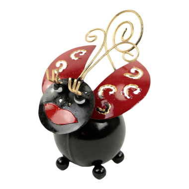 Kaartenhouder metaal lieveheersbeestje zwart/rood