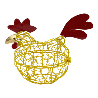 Egg basket metal chicken yellow