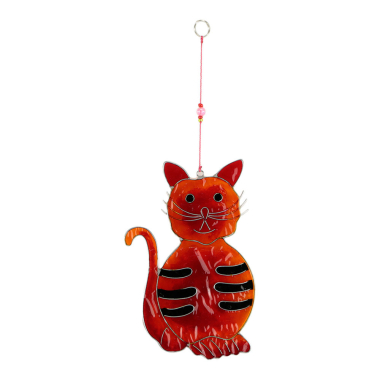 Ornament Harz sitzende Katze rot