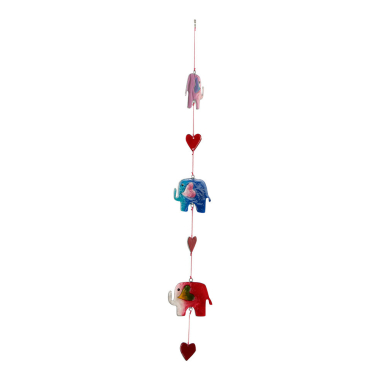 Mobile resin elephants hearts multicolor