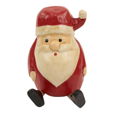 Beeld hout kerstman zit op rand S