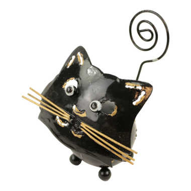 Metallkartenhalter Katze schwarz