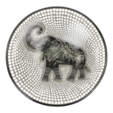 Bowl terracotta dots elephant L