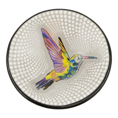 Bowl terracotta dots hummingbird S