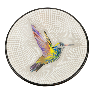 Bowl terracotta dots hummingbird L