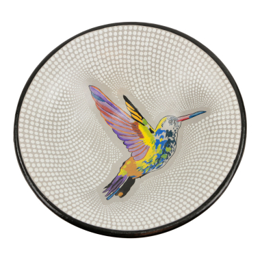 Bowl terracotta dots hummingbird XL