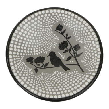 Bowl terracotta dots bird on twig S