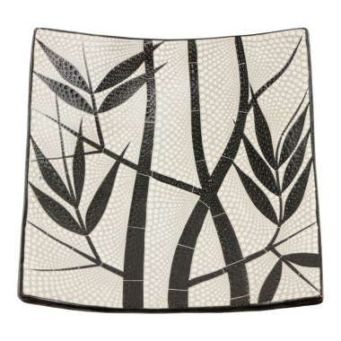 Schaal terracotta stippen bamboe vierkant L