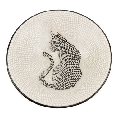 Bowl terracotta dots cat black XL
