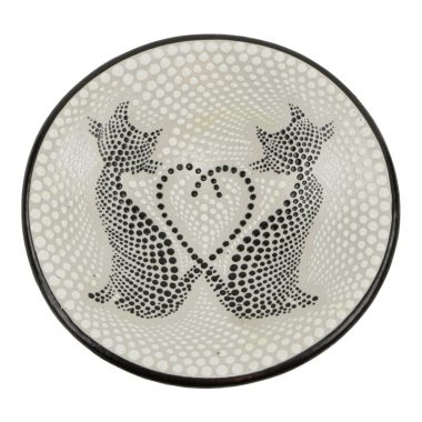 Bowl terracotta dots love cats S