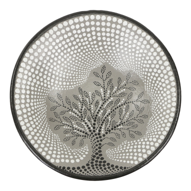 Bowl terracotta dots tree of life black L