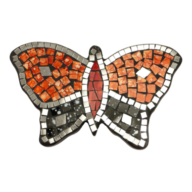 Wall deco mosaic butterfly orange/black