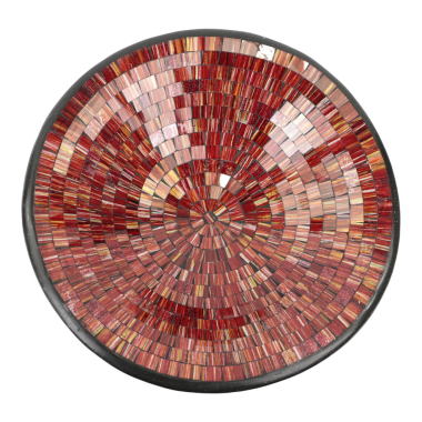 Schaal terracotta mozaiek strepen rode/roze tonen XL
