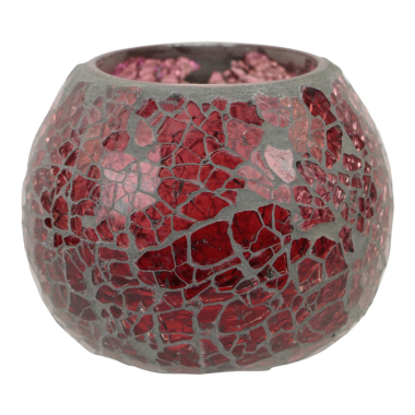Tea light holder crackle glass pink