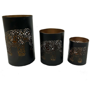 Waxinelichthouder metaal olifant set3