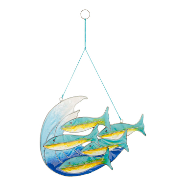 Ornament resin school vissen