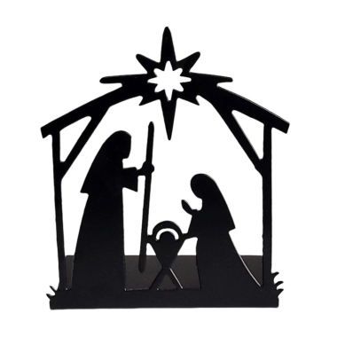 Statue metal nativity scene metal black