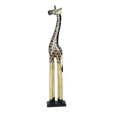 Statue wood giraffe spots brown 80 cm
