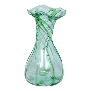 Vase glass green lines M