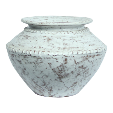 Vase terracotta low white wash